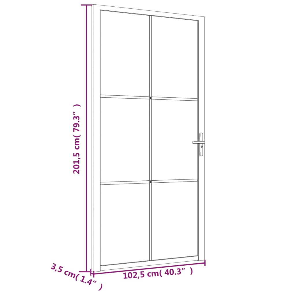 Porta Interna 102,5x201,5 cm Nero Opaco in Vetro e Alluminio - homemem39