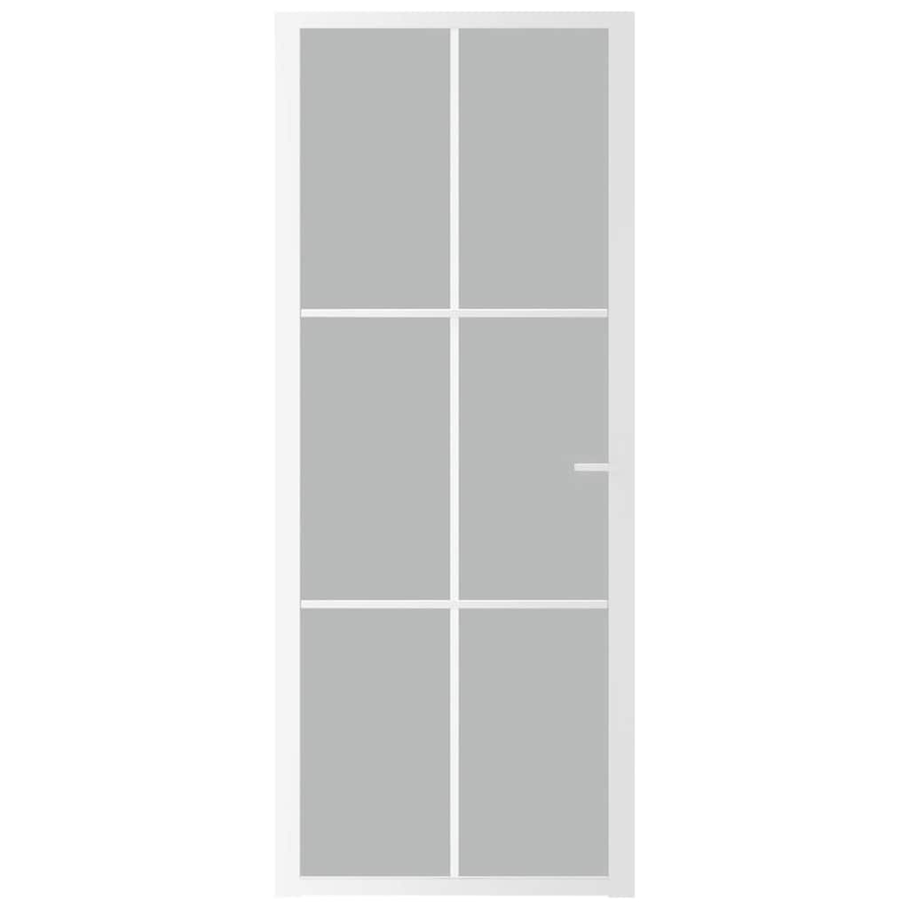 Porta Interna 83x201,5 cm Bianco Opaco Vetro e Alluminio - homemem39
