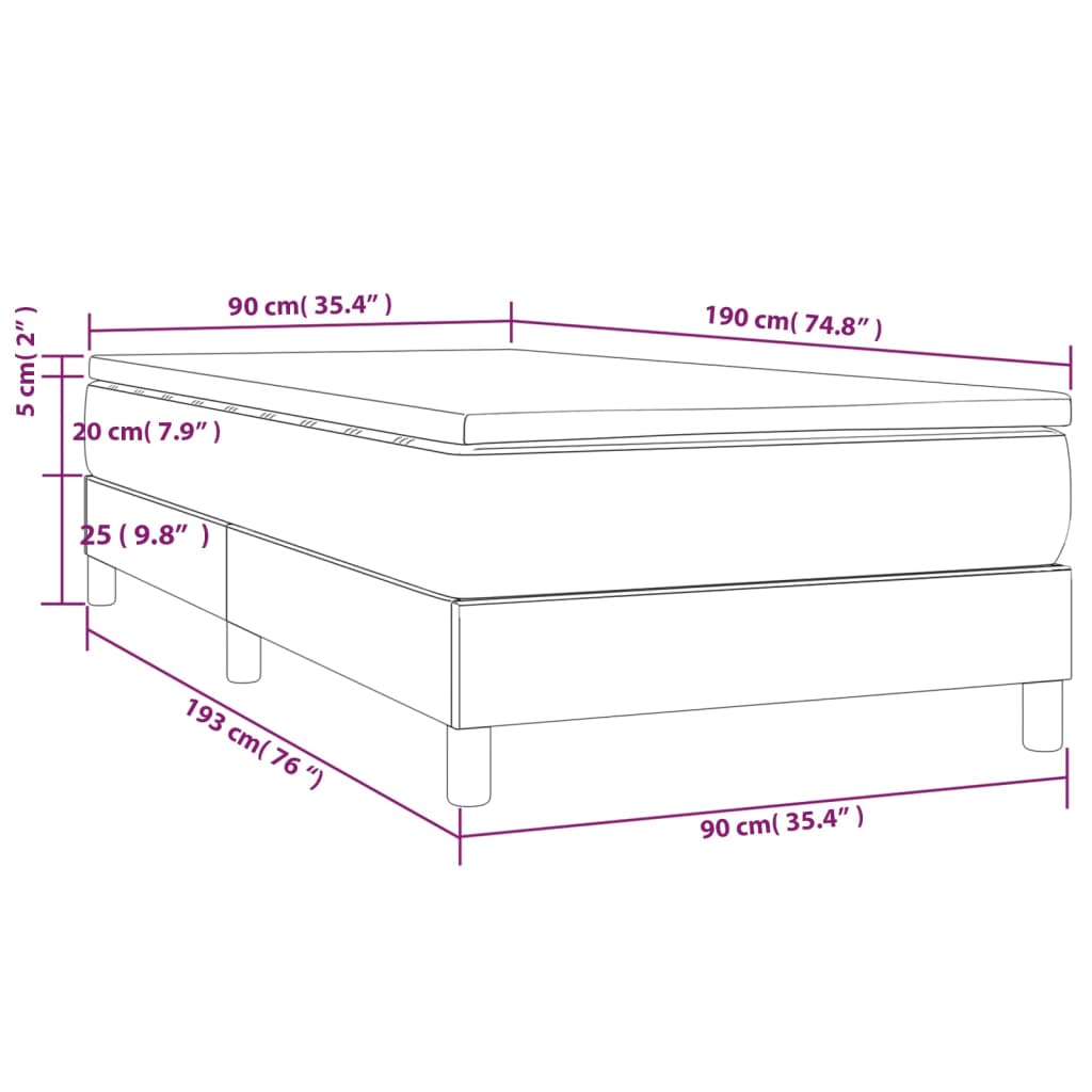Giroletto a Molle con Materasso Marrone Scuro 90x190cm Tessuto | homemem39