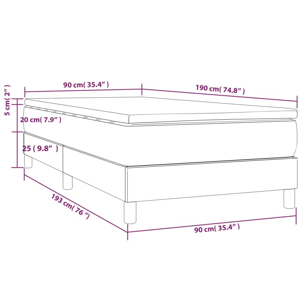 Giroletto a Molle con Materasso Crema 90x190 cm in Tessuto | homemem39