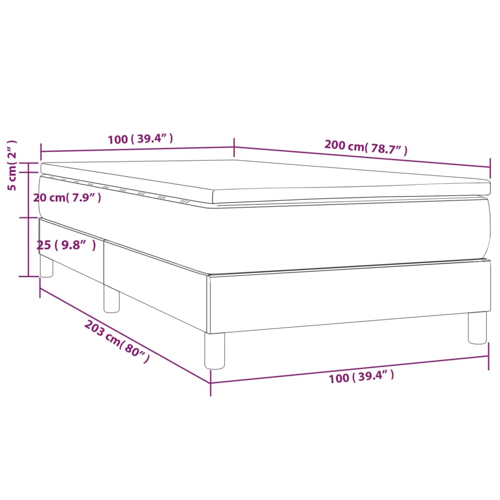 Giroletto a Molle con Materasso Crema 100x200 cm in Tessuto | homemem39