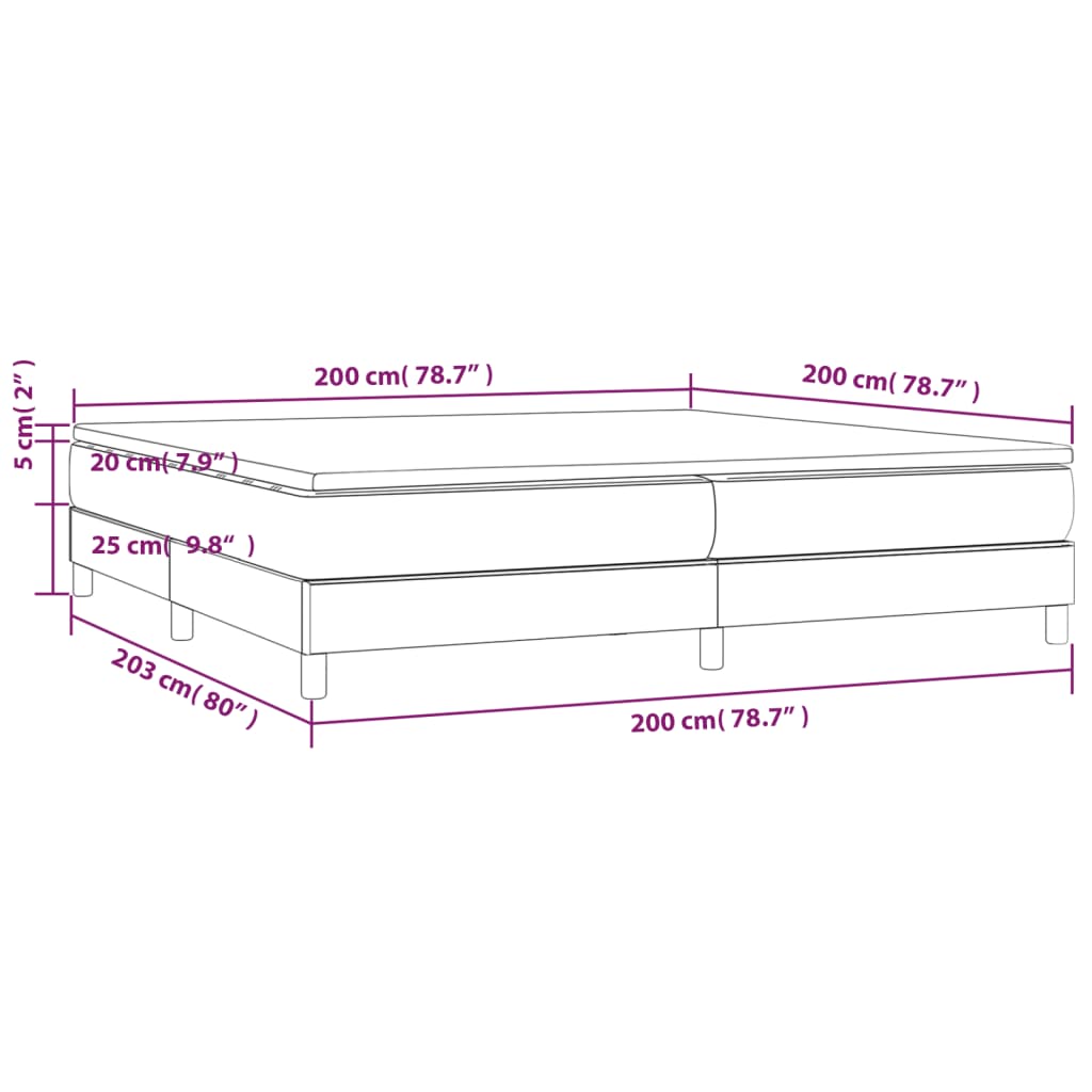 Giroletto a Molle con Materasso Grigio Scuro 200x200 cm Tessuto | homemem39