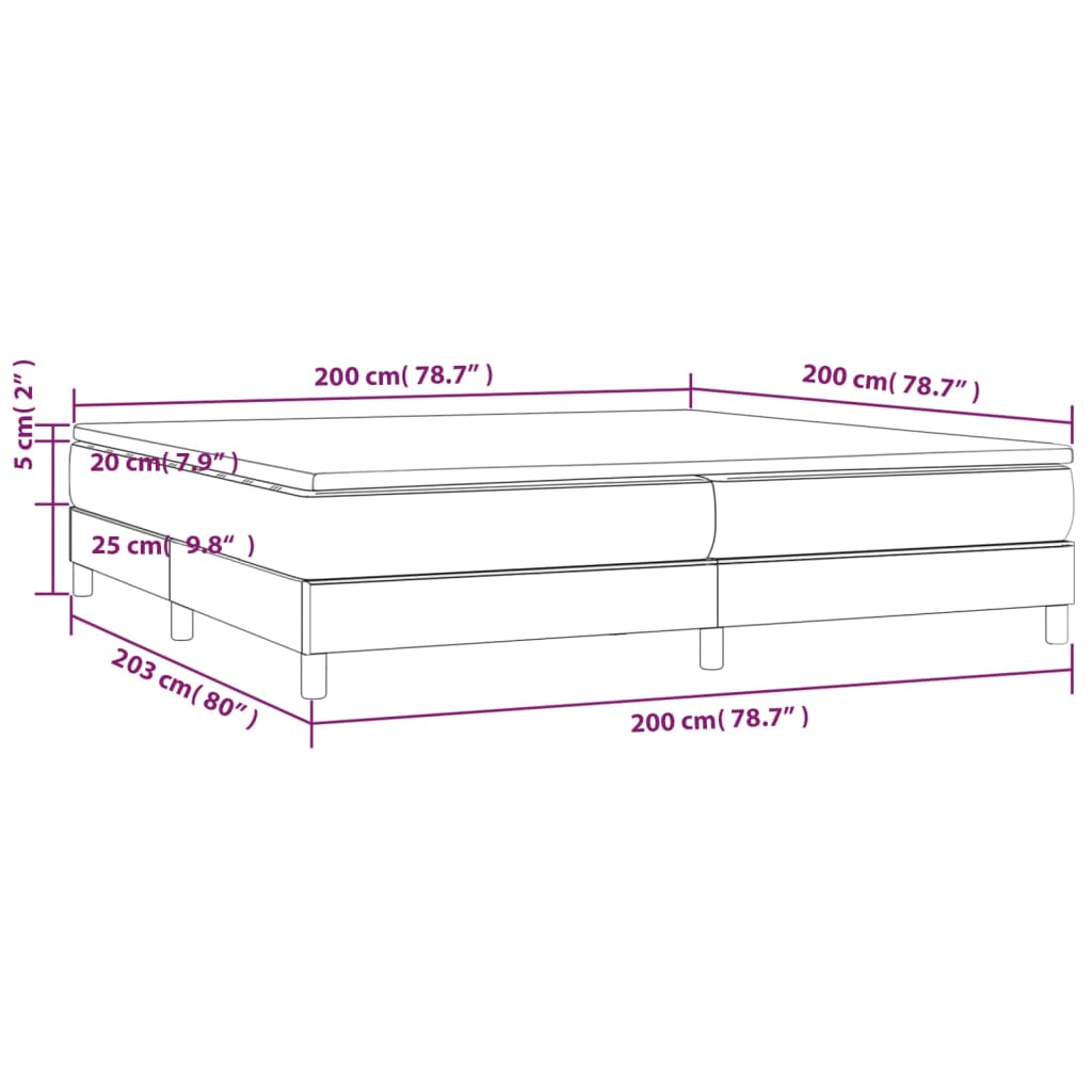 Giroletto a Molle con Materasso Tortora 200x200 cm in Tessuto | homemem39
