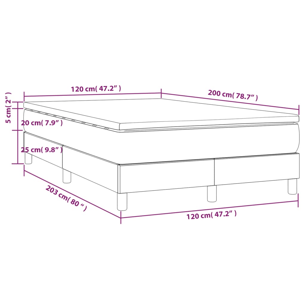Giroletto a Molle con Materasso Grigio Scuro 120x200 cm Tessuto | homemem39