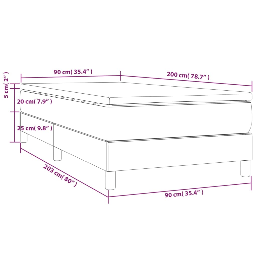 Giroletto a Molle con Materasso Grgio 90x200 cm in Similpelle | homemem39