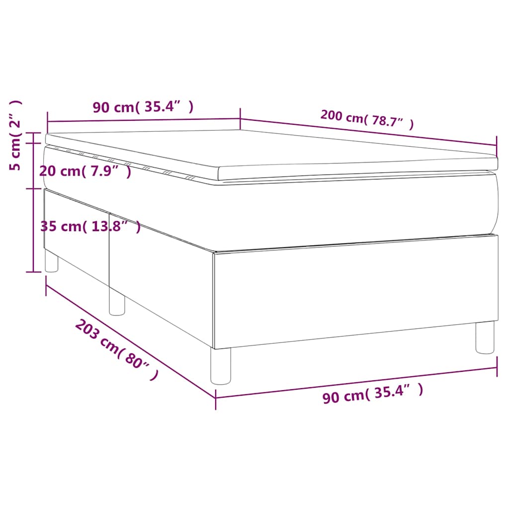 Giroletto a Molle con Materasso Marrone Scuro 90x200 cm Tessuto | homemem39