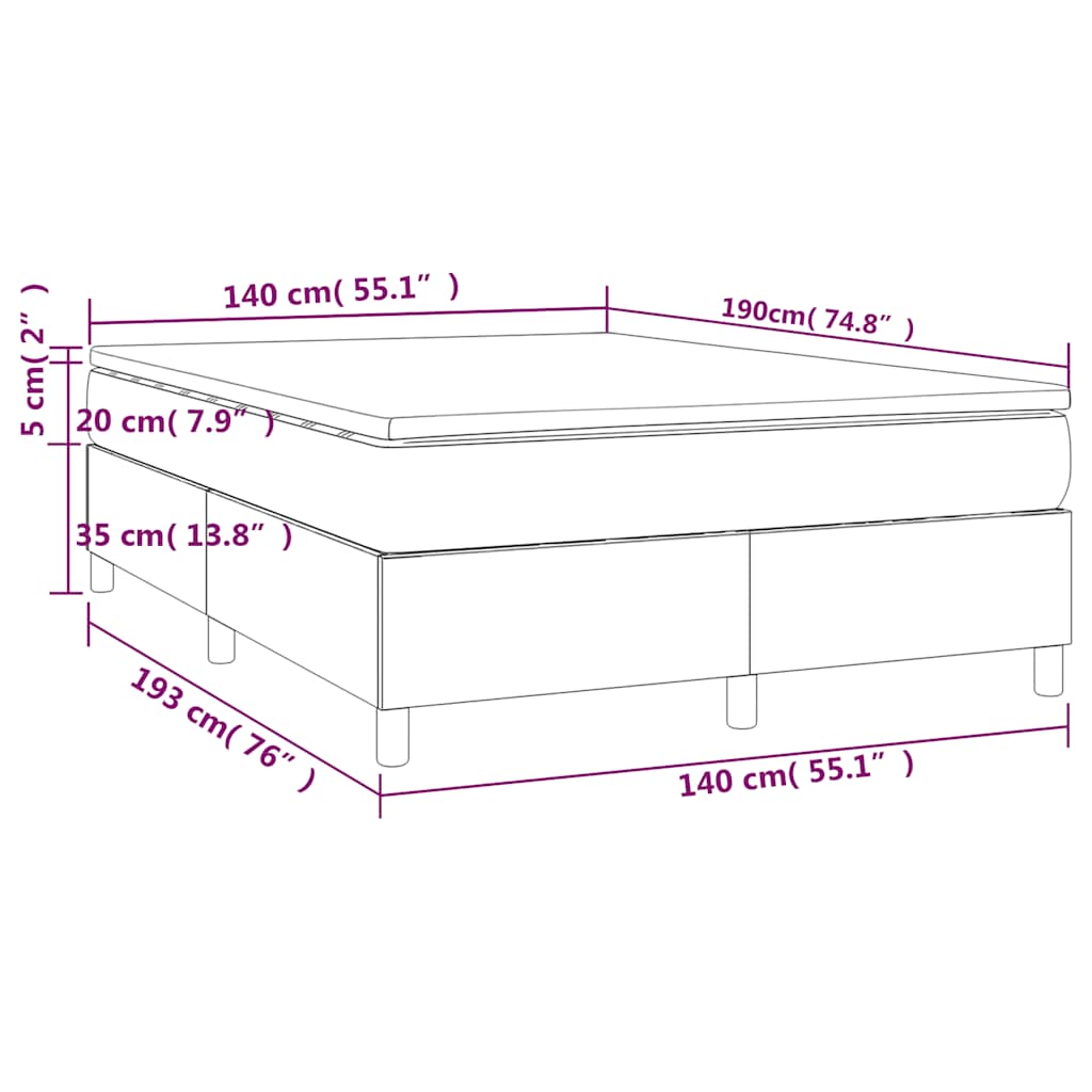 Giroletto a Molle con Materasso Tortora 140x190 cm in Tessuto | homemem39