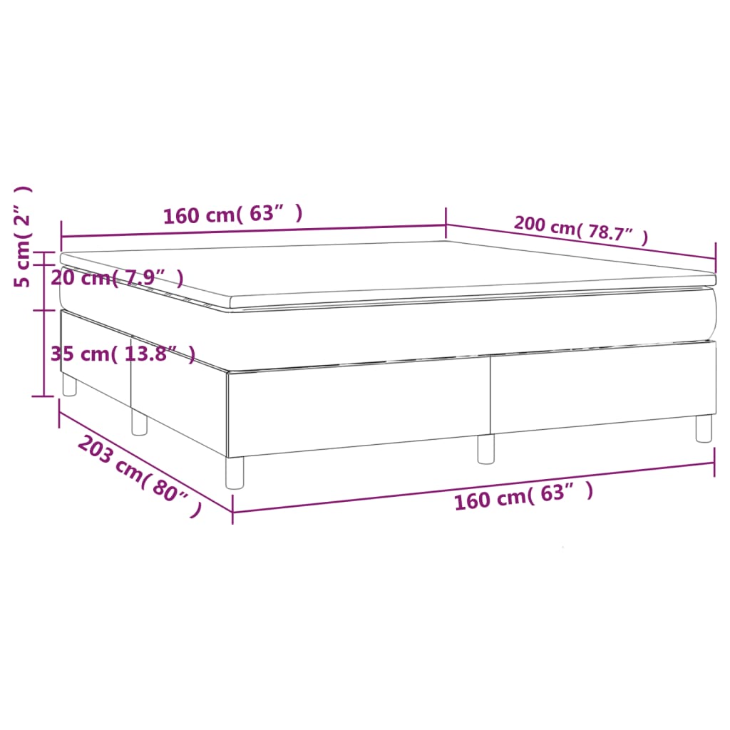 Giroletto a Molle con Materasso Grigio Scuro 160x200 cm Tessuto | homemem39