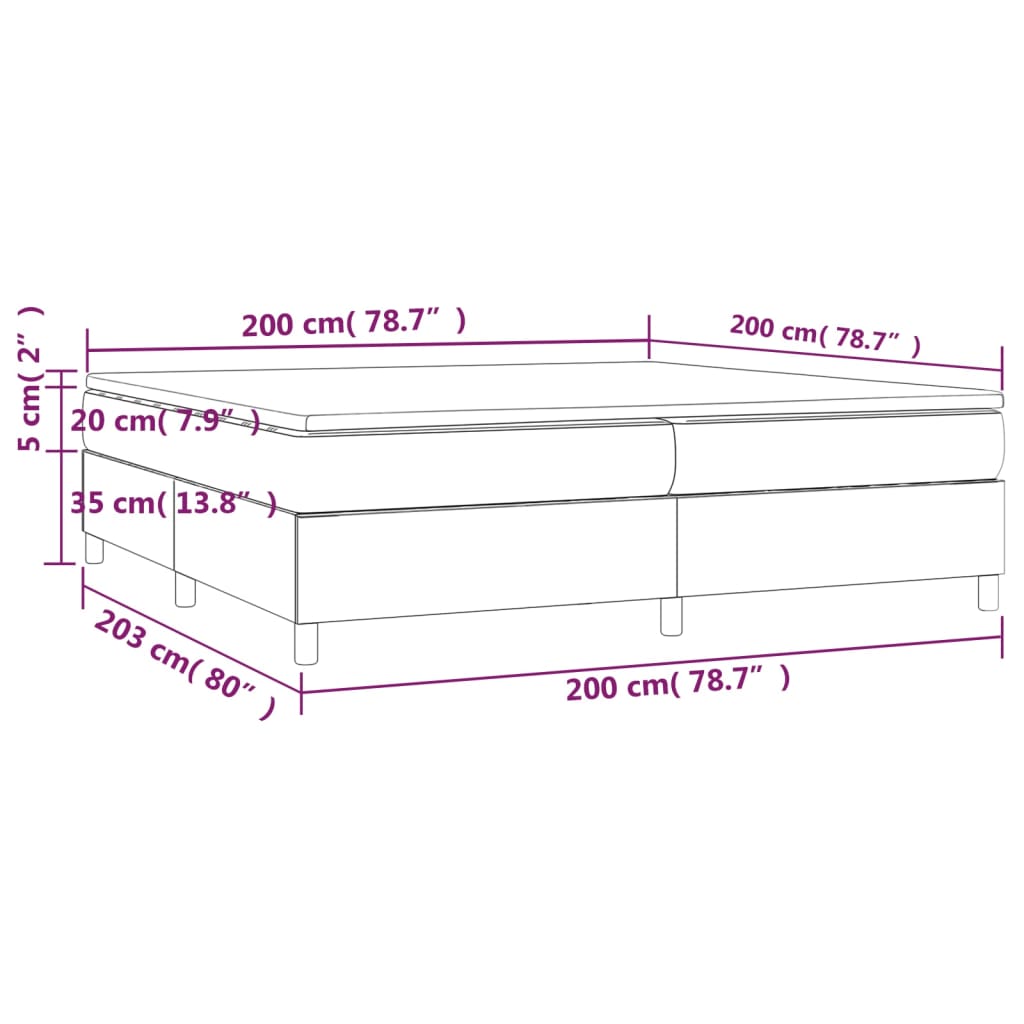 Giroletto a Molle con Materasso Grigio Scuro 200x200 cm Tessuto | homemem39