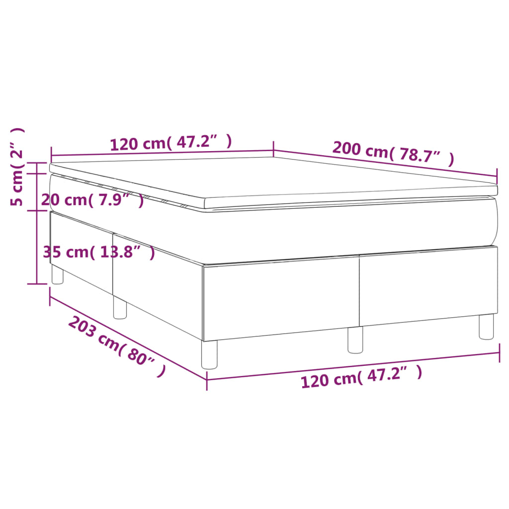 Giroletto a Molle con Materasso Tortora 120x200 cm in Tessuto | homemem39