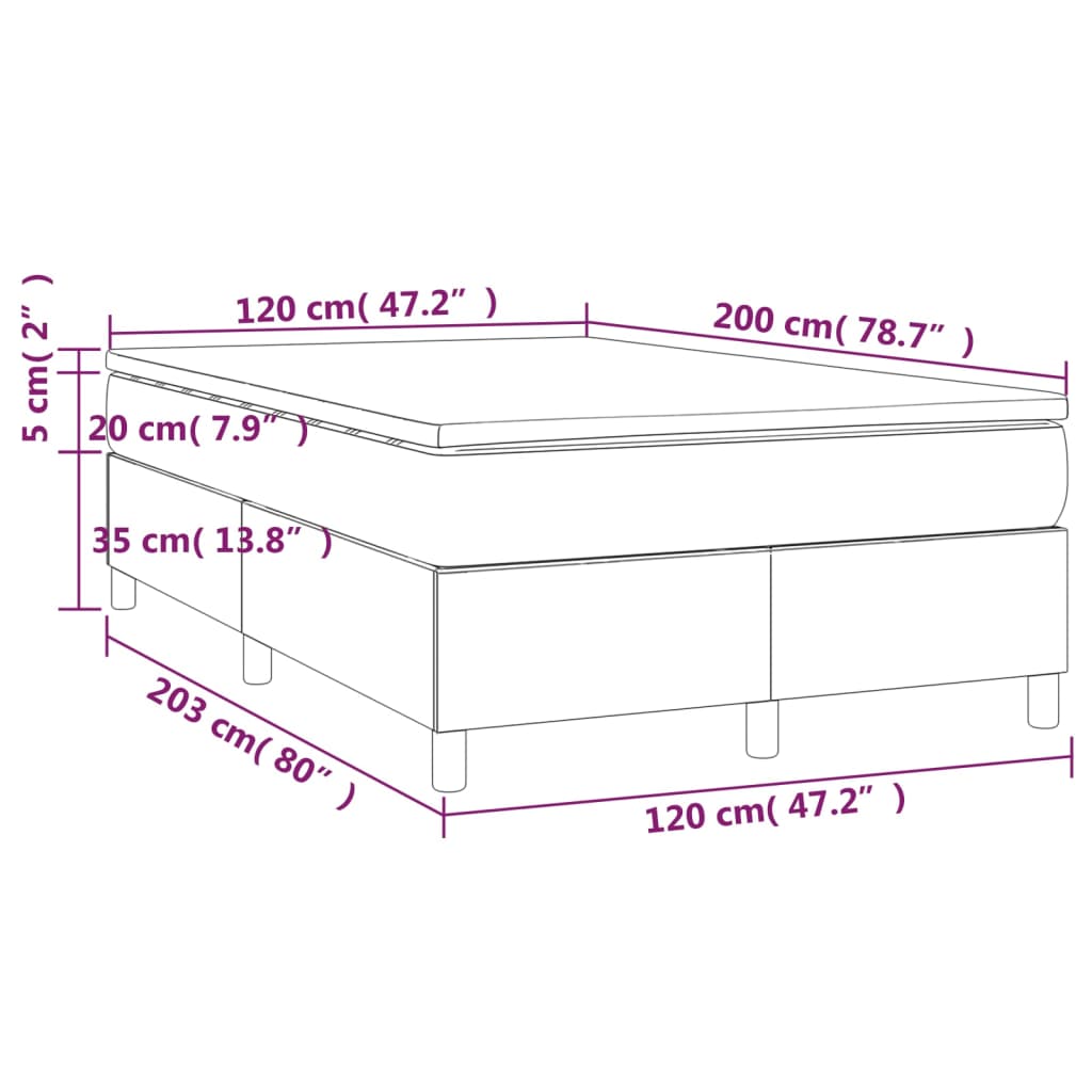 Giroletto a Molle con Materasso Grigio Scuro 120x200 cm Velluto | homemem39