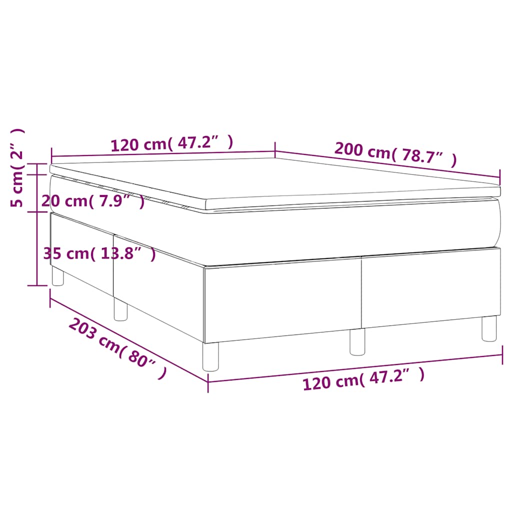 Giroletto a Molle con Materasso Blu Scuro 120x200 cm in Velluto | homemem39