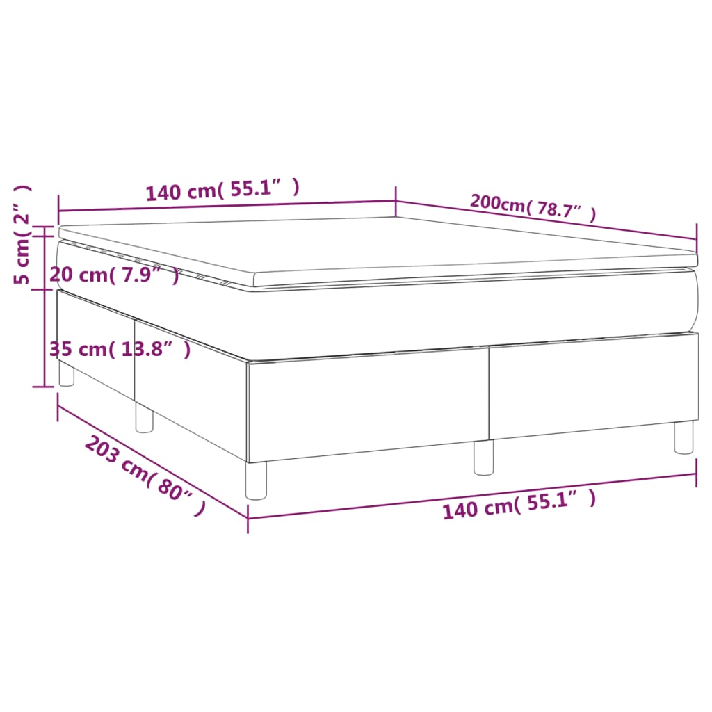 Giroletto a Molle con Materasso Blu Scuro 140x200 cm in Velluto | homemem39