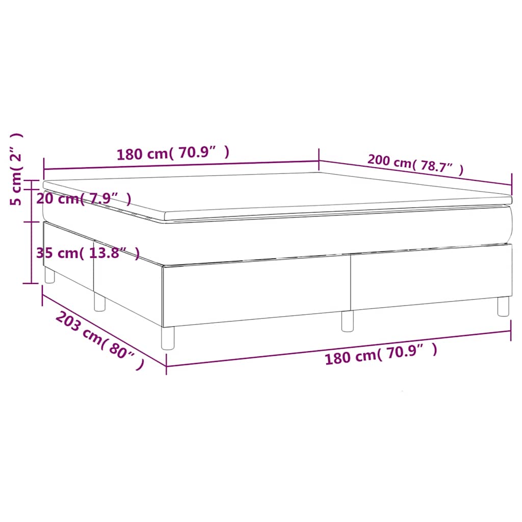 Giroletto a Molle con Materasso Blu Scuro 180x200 cm in Velluto | homemem39