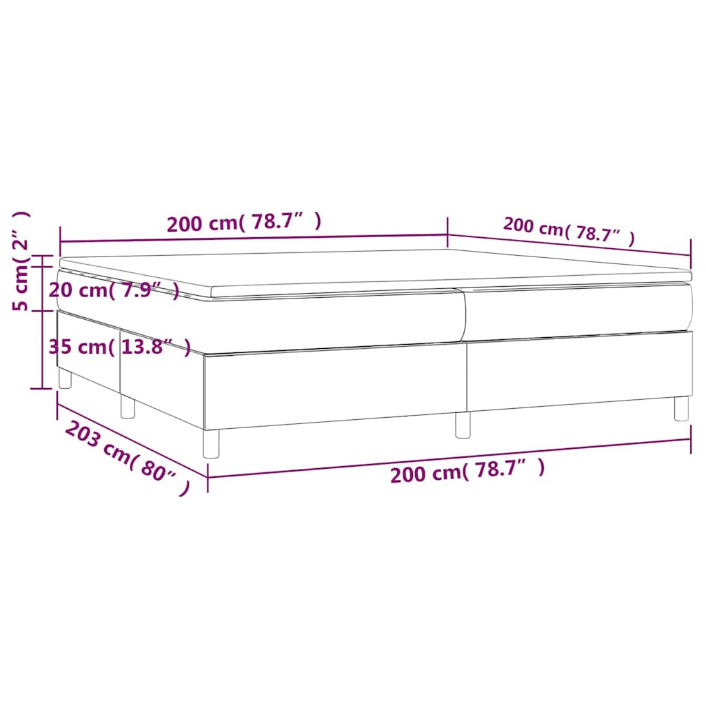 Giroletto a Molle con Materasso Grigio Scuro 200x200 cm Velluto | homemem39