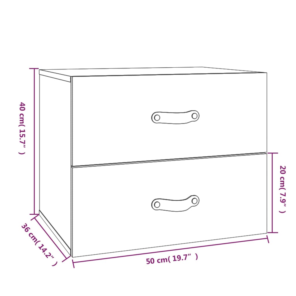 Comodini a Muro 2 pz Grigio 50x36x40 cm | homemem39