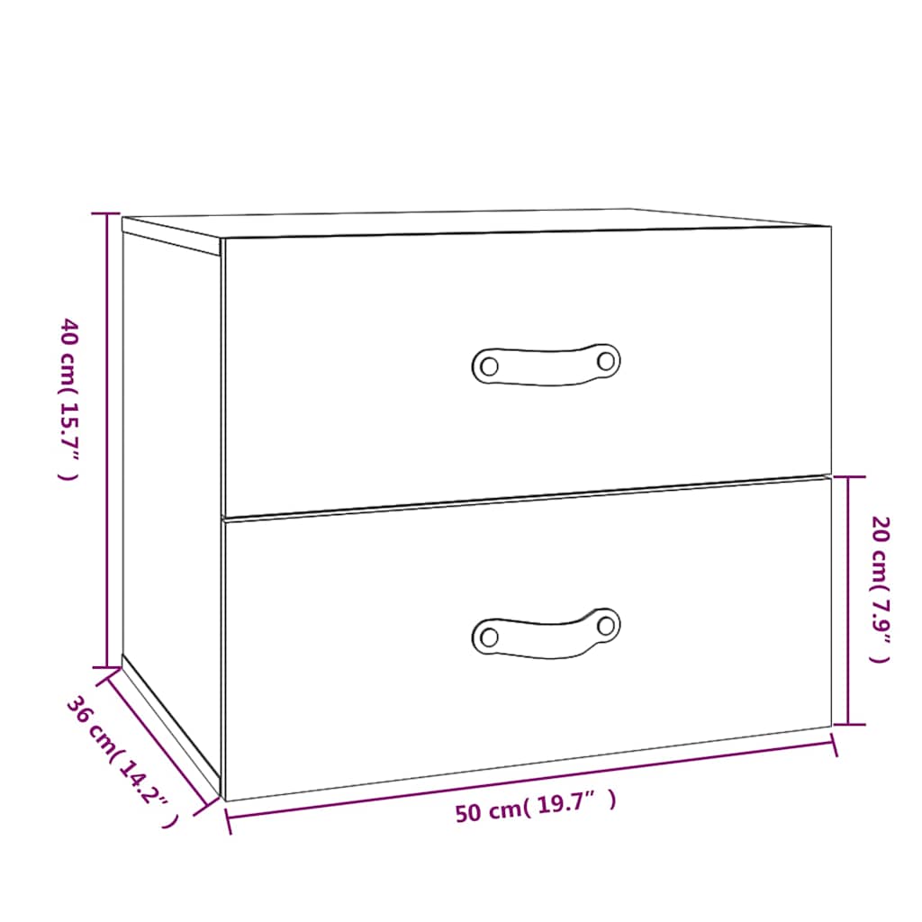 Comodini a Muro 2 pz Marrone ambra 50x36x40 cm | homemem39