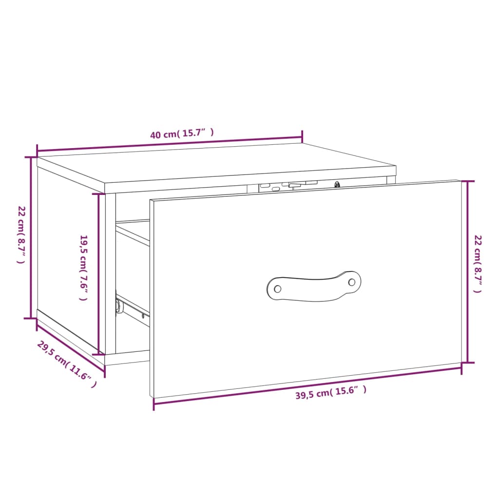 Comodini a Muro 2 pz Neri 40x29,5x22 cm | homemem39