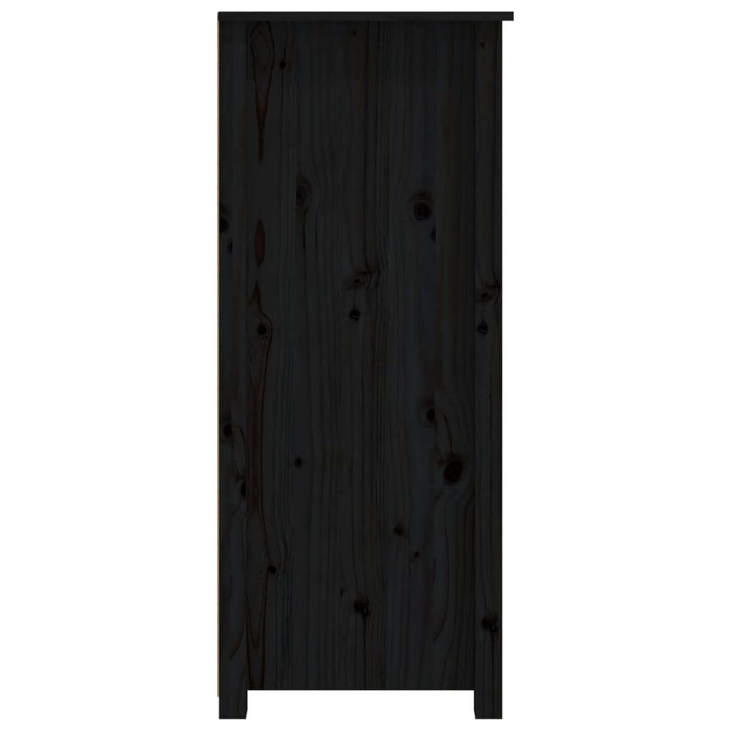 Credenza Nera 83x41,5x100 cm in Legno Massello di Pino - homemem39