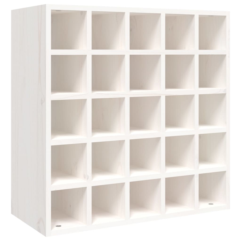 Portabottiglie Bianco 56x25x56 cm in Legno Massello di Pino