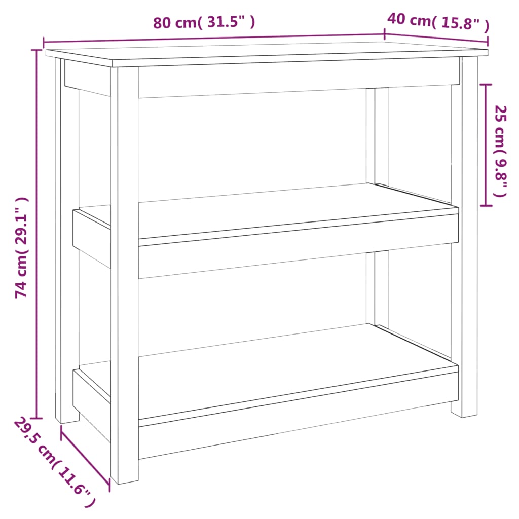 Tavolo Consolle ambra 80x40x74 cm in Legno Massello di Pino - homemem39