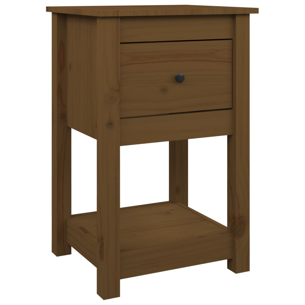 Comodino Marrone Ambra 40x35x61,5 cm in Legno Massello di Pino - homemem39