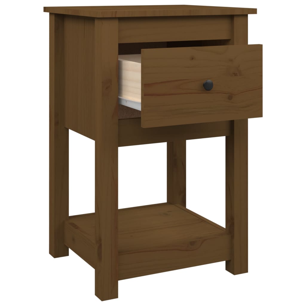 Comodino Marrone Ambra 40x35x61,5 cm in Legno Massello di Pino - homemem39