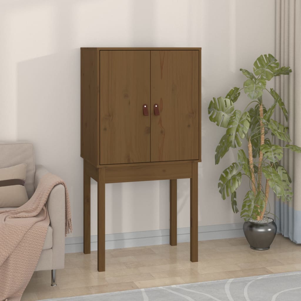 Credenza Marrone Ambra 60x40x120 cm in Legno Massello di Pino - homemem39