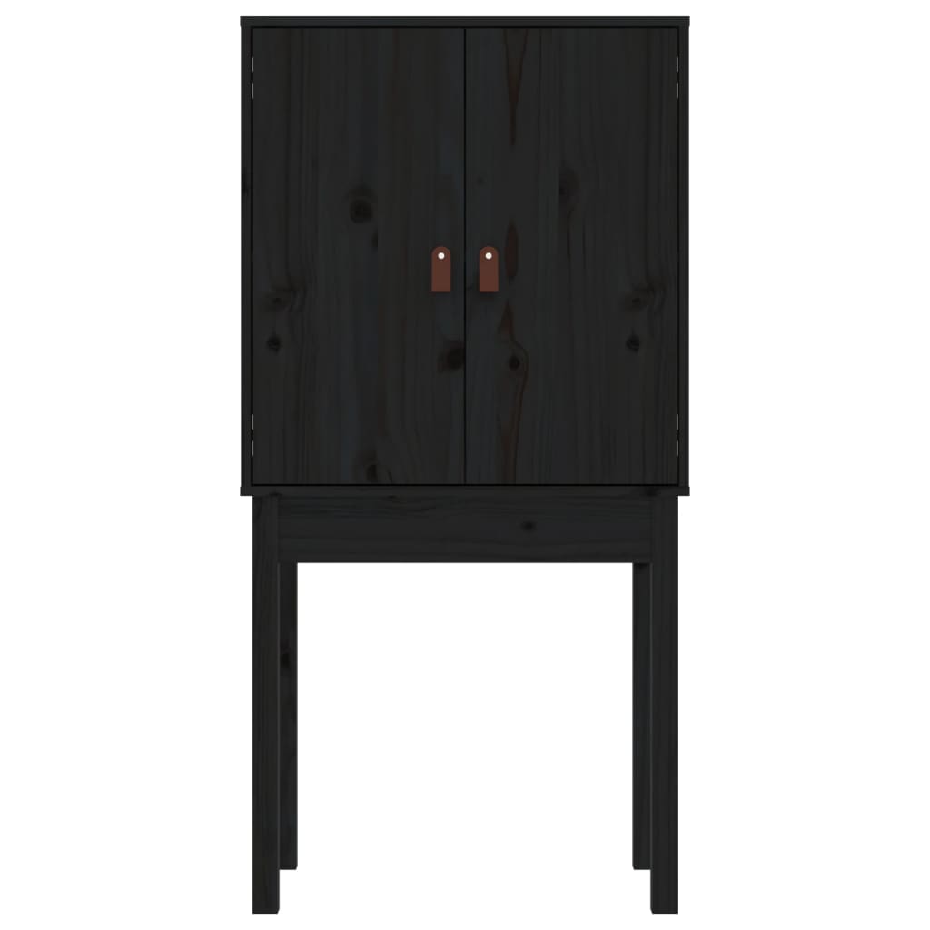 Credenza Nera 60x40x120 cm in Legno Massello di Pino - homemem39