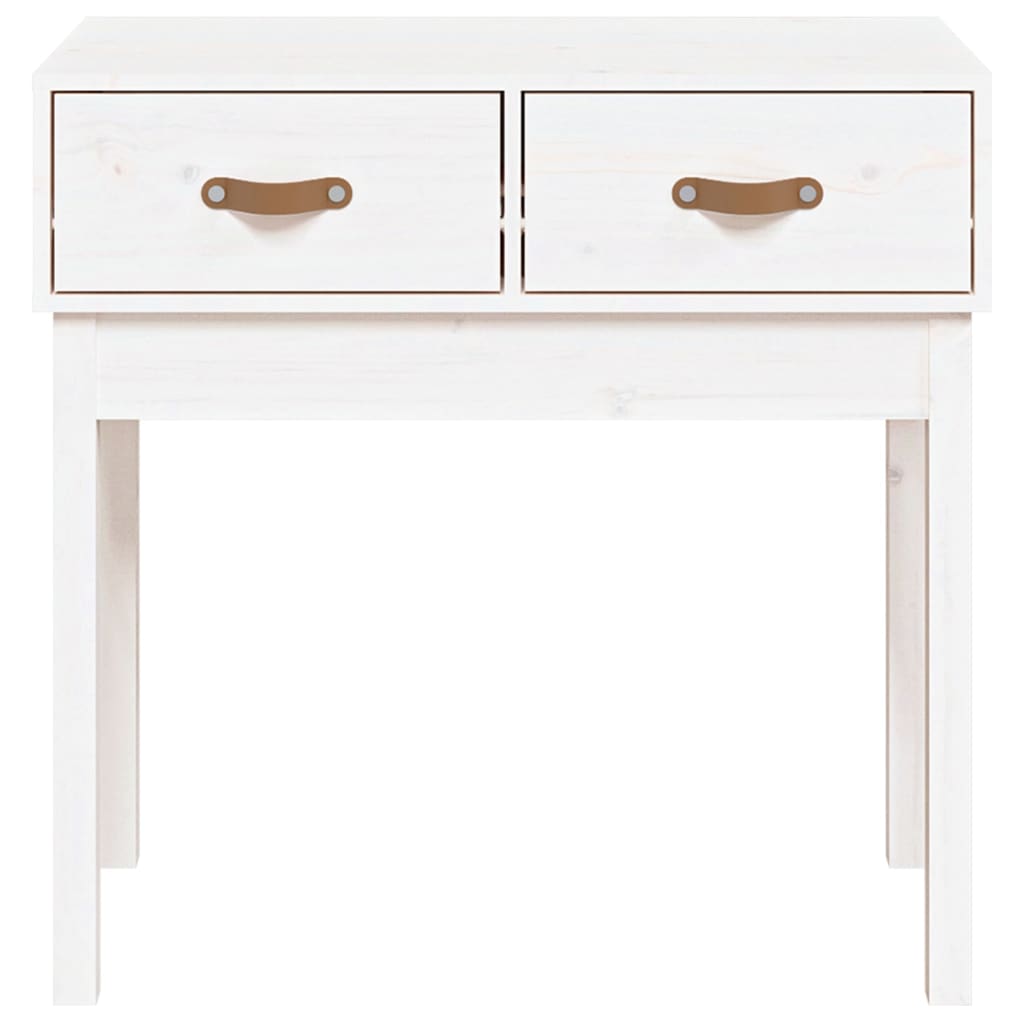 Tavolo Consolle Bianco 76,5x40x75 cm in Legno Massello di Pino - homemem39