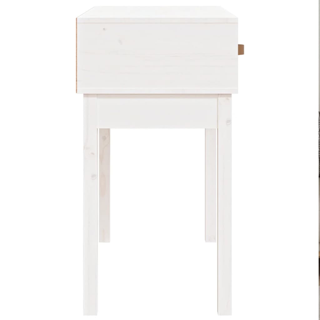 Tavolo Consolle Bianco 76,5x40x75 cm in Legno Massello di Pino - homemem39