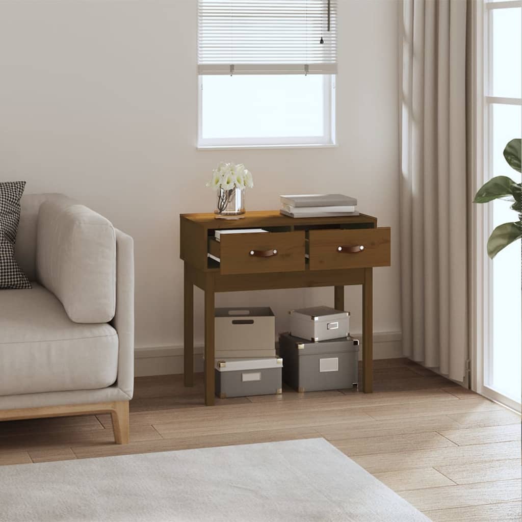 Tavolo Consolle Ambra 76,5x40x75 cm in Legno Massello di Pino - homemem39