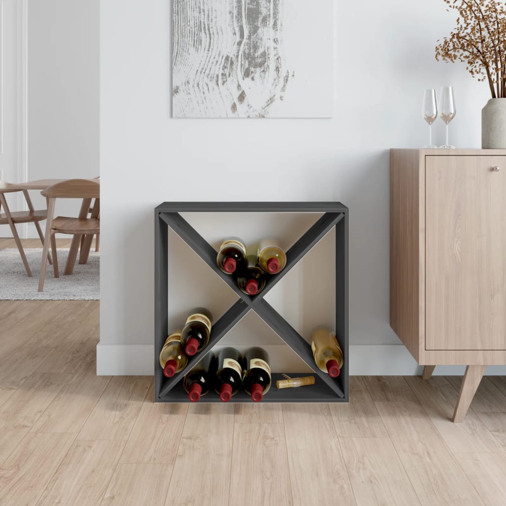 Portabottiglie Grigio 62x25x62 cm in Legno Massello di Pino - homemem39