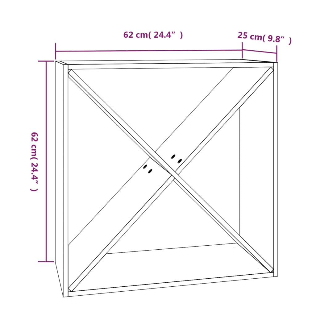Portabottiglie Grigio 62x25x62 cm in Legno Massello di Pino - homemem39