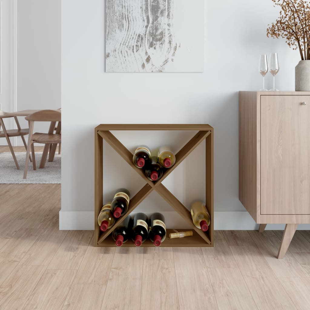 Portavini Marrone Ambra 62x25x62 cm in Legno Massello di Pino - homemem39