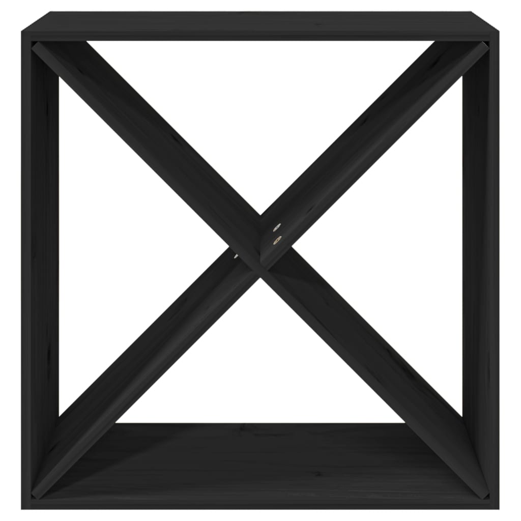 Portabottiglie Nero 62x25x62 cm in Legno Massello di Pino - homemem39