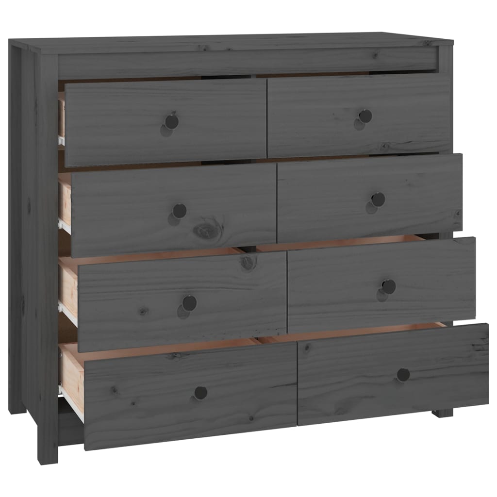 Armadietto Grigio 100x40x90 cm in Legno Massello di Pino - homemem39