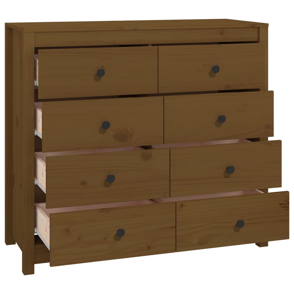Armadietto Marrone Ambra 100x40x90 cm in Legno Massello di Pino - homemem39