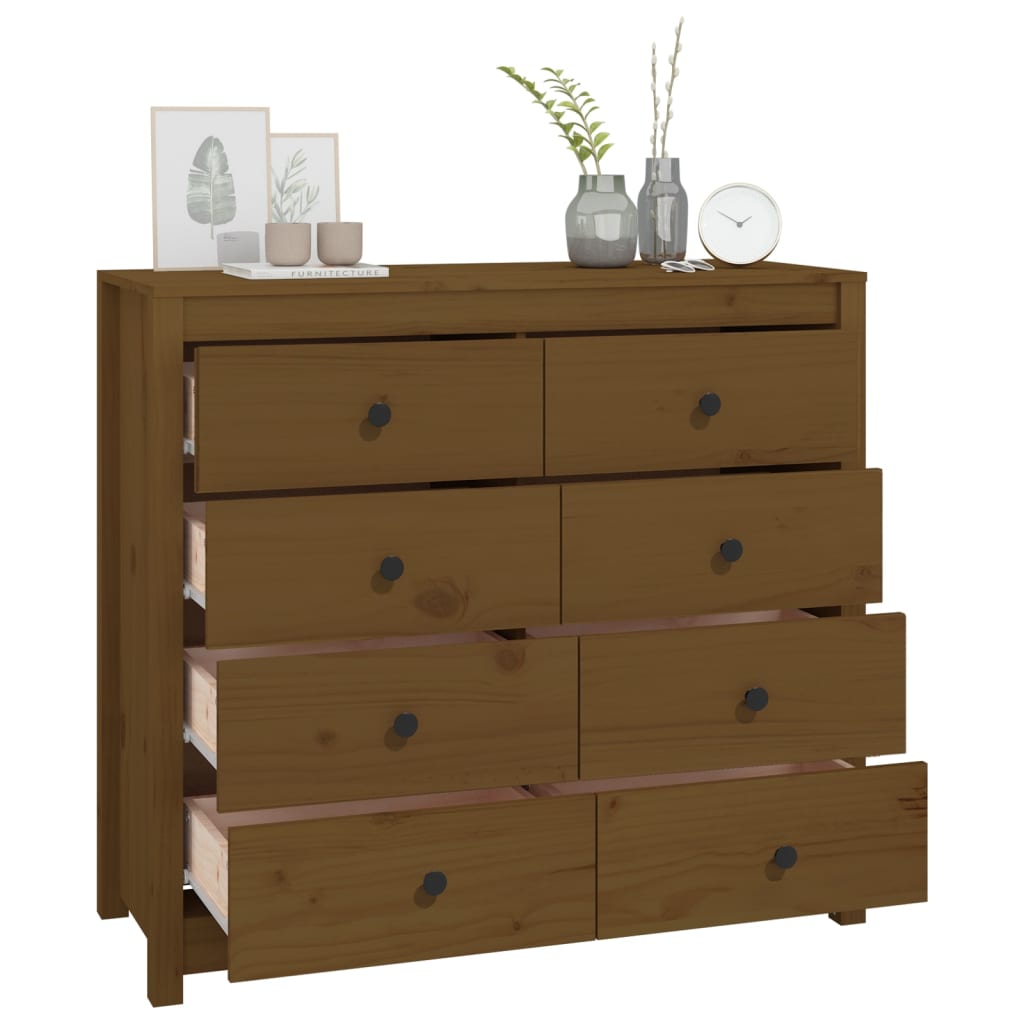 Armadietto Marrone Ambra 100x40x90 cm in Legno Massello di Pino - homemem39
