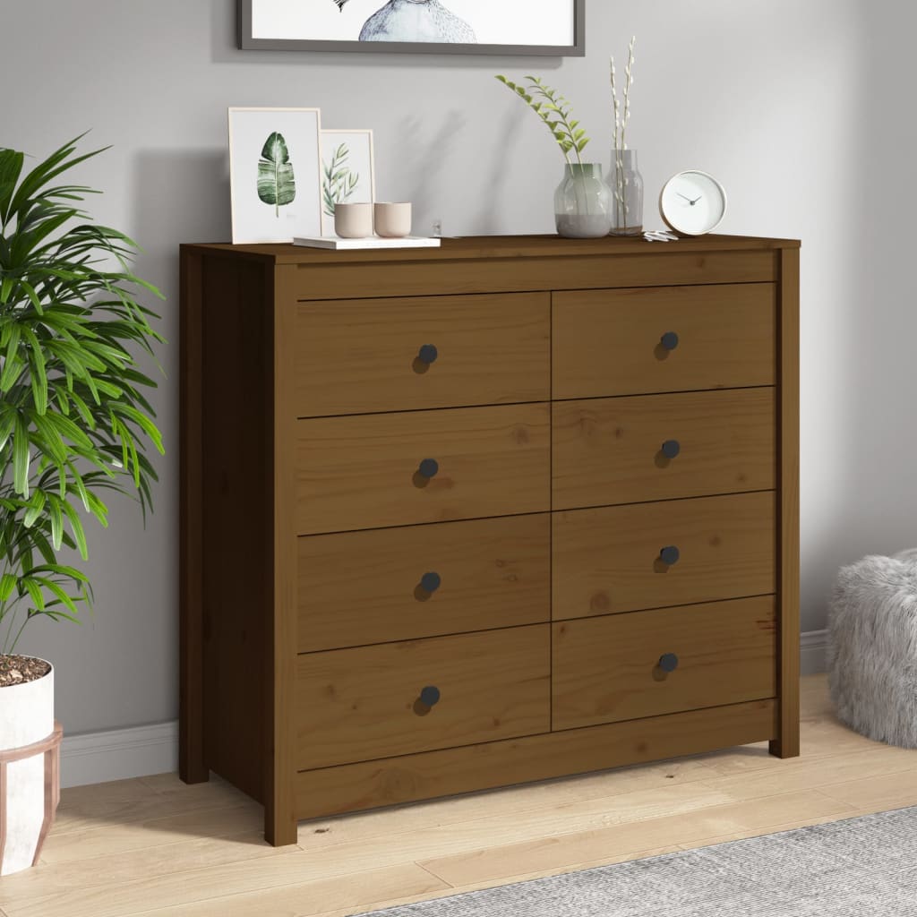Armadietto Marrone Ambra 100x40x90 cm in Legno Massello di Pino - homemem39