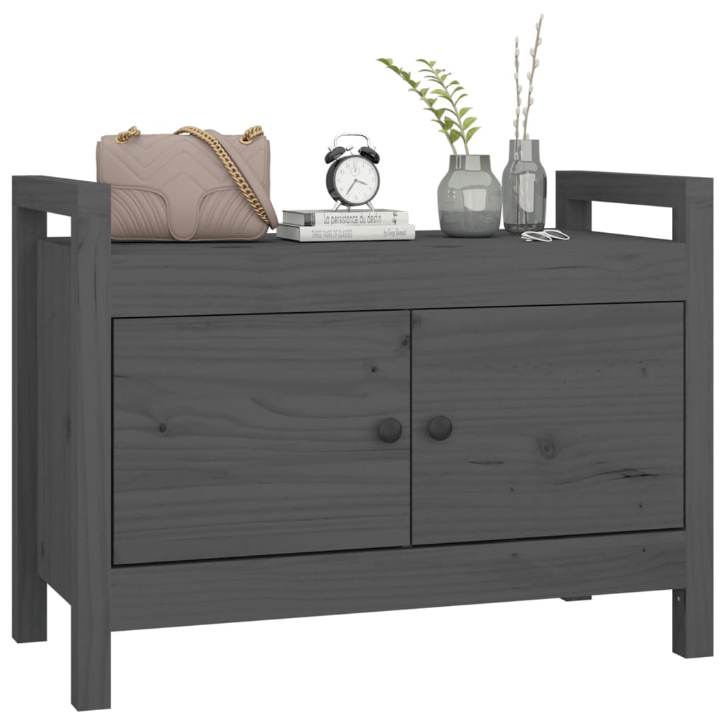 Panca da Ingresso Grigio 80x40x60 cm in Legno Massello di Pino - homemem39