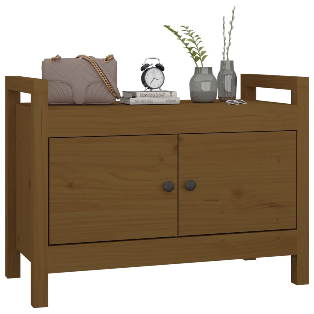 Panca da Ingresso Ambra 80x40x60 cm in Legno Massello di Pino - homemem39