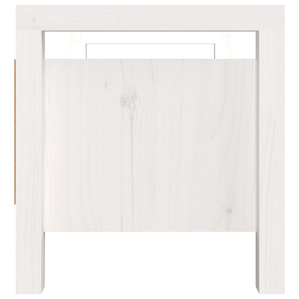 Panca da Ingresso Bianca 80x40x43 cm in Legno Massello di Pino - homemem39