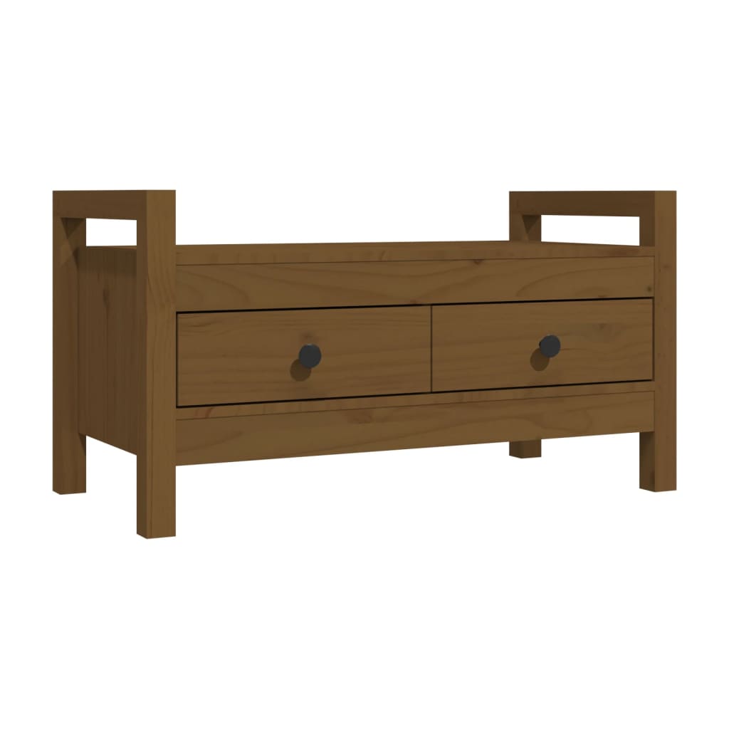 Panca da Ingresso Ambra 80x40x43 cm in Legno Massello di Pino - homemem39
