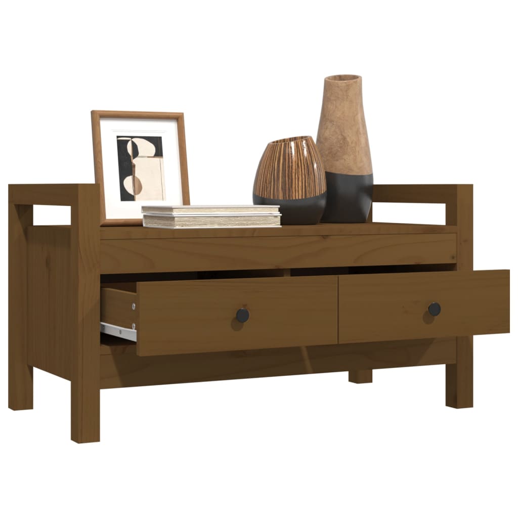 Panca da Ingresso Ambra 80x40x43 cm in Legno Massello di Pino - homemem39