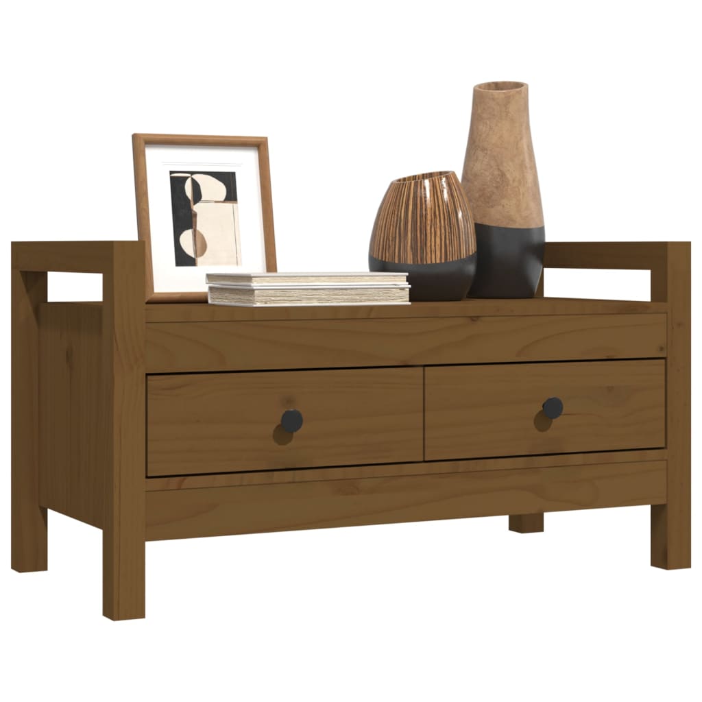Panca da Ingresso Ambra 80x40x43 cm in Legno Massello di Pino - homemem39