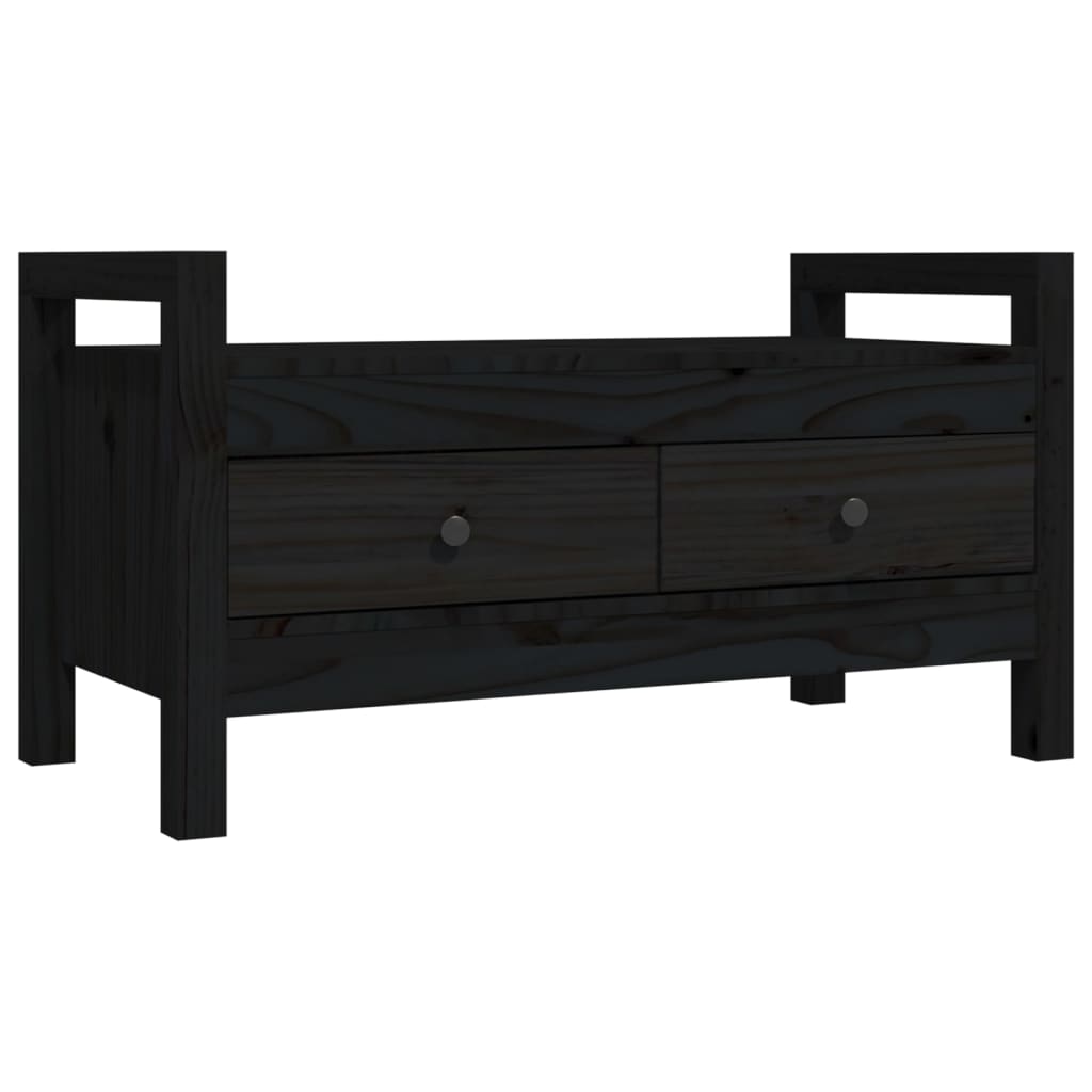 Panca da Ingresso Nero 80x40x43 cm in Legno Massello di Pino - homemem39
