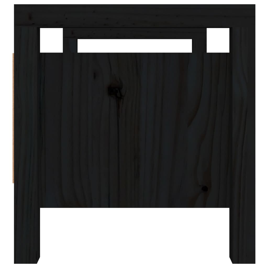 Panca da Ingresso Nero 80x40x43 cm in Legno Massello di Pino - homemem39