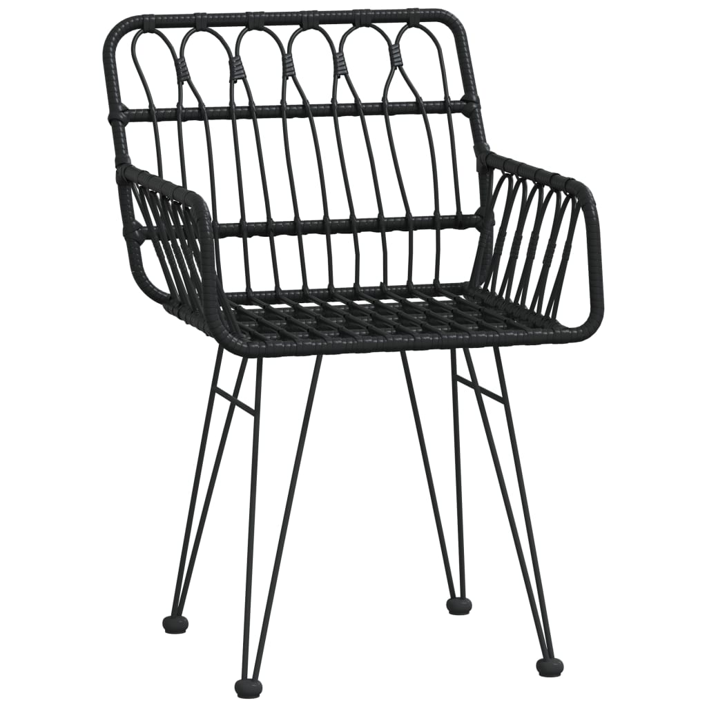 Sedie da Giardino 2pz con Braccioli Nero 56x64x80 cm Rattan PE - homemem39