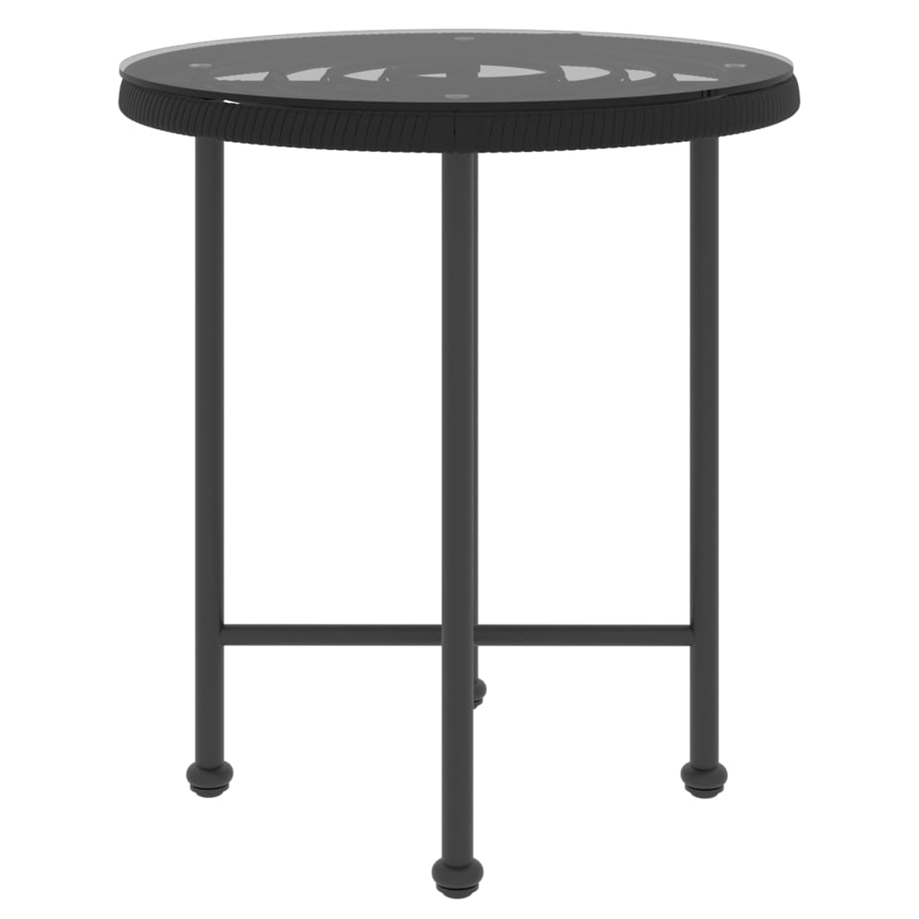 Tavolo da Pranzo Nero Ø50 cm Vetro Temperato e Acciaio - homemem39